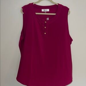Jones Studio Pink Sleeveless Polo Tank Top